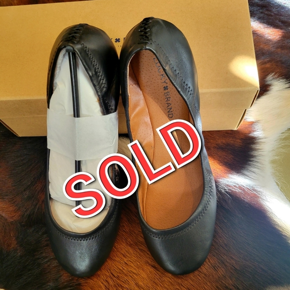 Lucky Brand Emmie Black Leather Ballet Flats